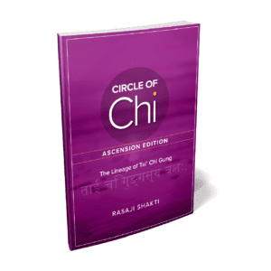 A Circle of Chi Book with a purple cover titled "Ascension Edition - The Lineage of Tai' Chi Gung" by Rasaji Shakti.