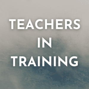 Text reading "TEACHER AND ADEPT TRAINING" on a gradient background transitioning from light grey at the top to dark blue at the bottom.