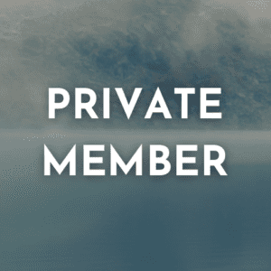 Text reading 'Private Member' in bold white letters against a misty, blue-toned background.