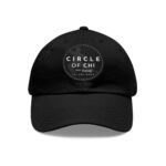 A Circle of Chi Dad Hat with Leather Patch with a circular logo on the front that reads "CIRCLE OF CHE, Est. 1962.